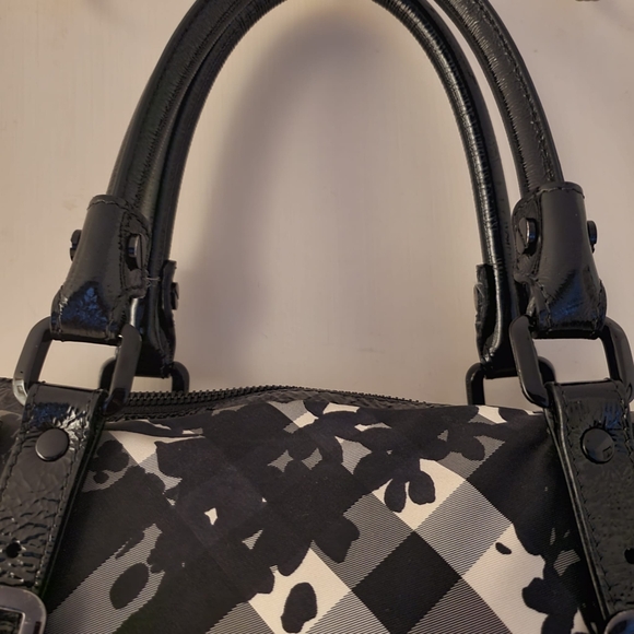 Burberry Foley White/Black/Gray Floral Beat Medium Check Satchel - Picture 14 of 16